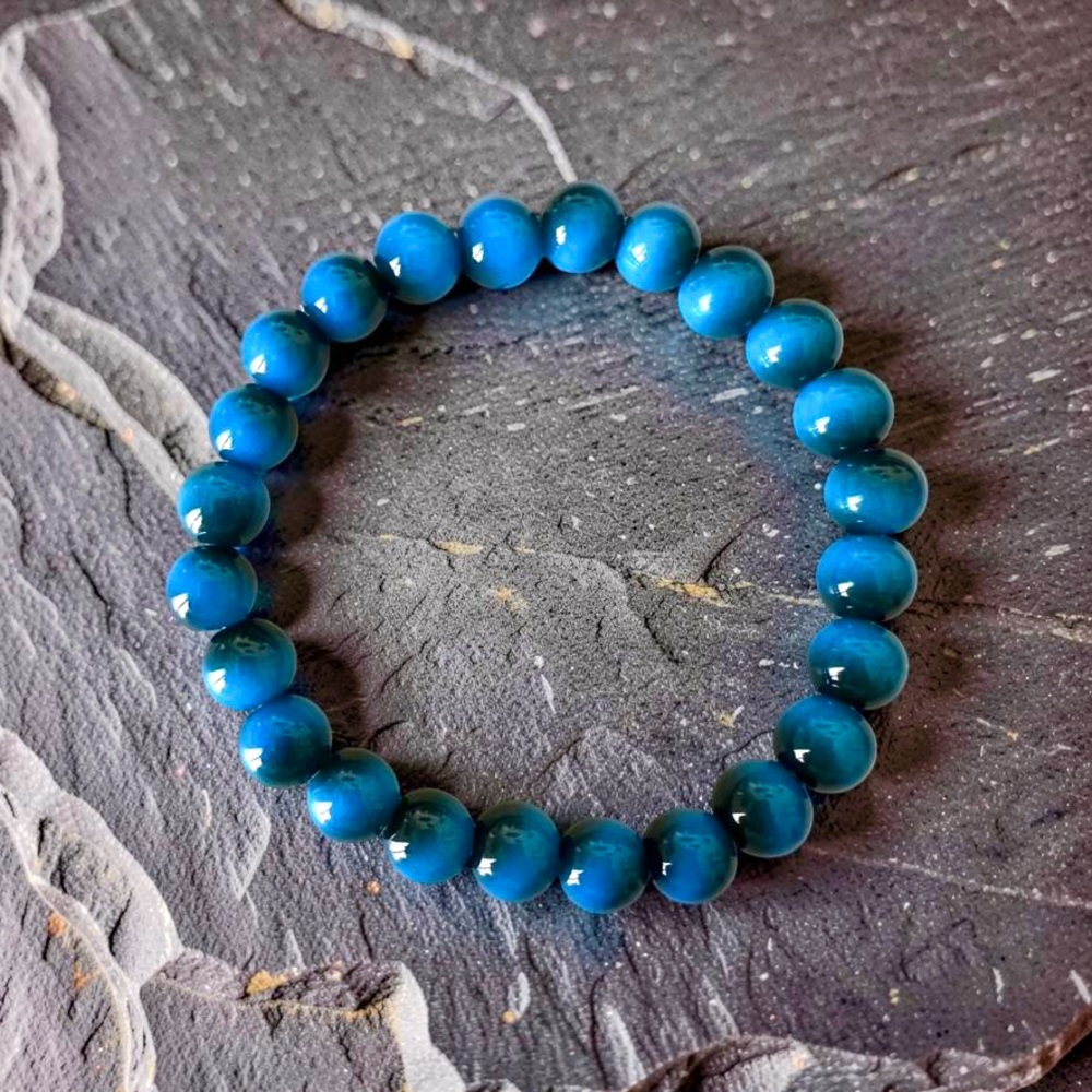 Blue Tiger’s Eye Natural Stone Beaded Stretchy Bracelet - Picture 2 of 7